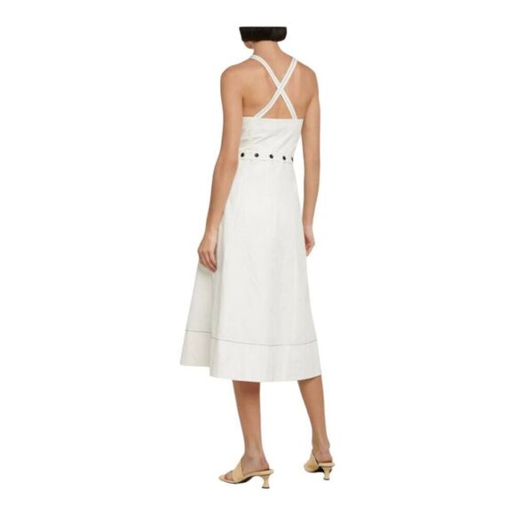 Proenza Schouler White Label Linen Front Zip Button Midi Dress Women’s Size 2 - Picture 5 of 15